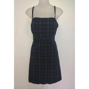 2011 Hollister Plaid Jumper Dress Side Zip Cotton Flannel Sz L Adj. Straps